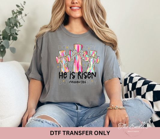 He Is Risen Brushstroke Crosses DTF Transfer