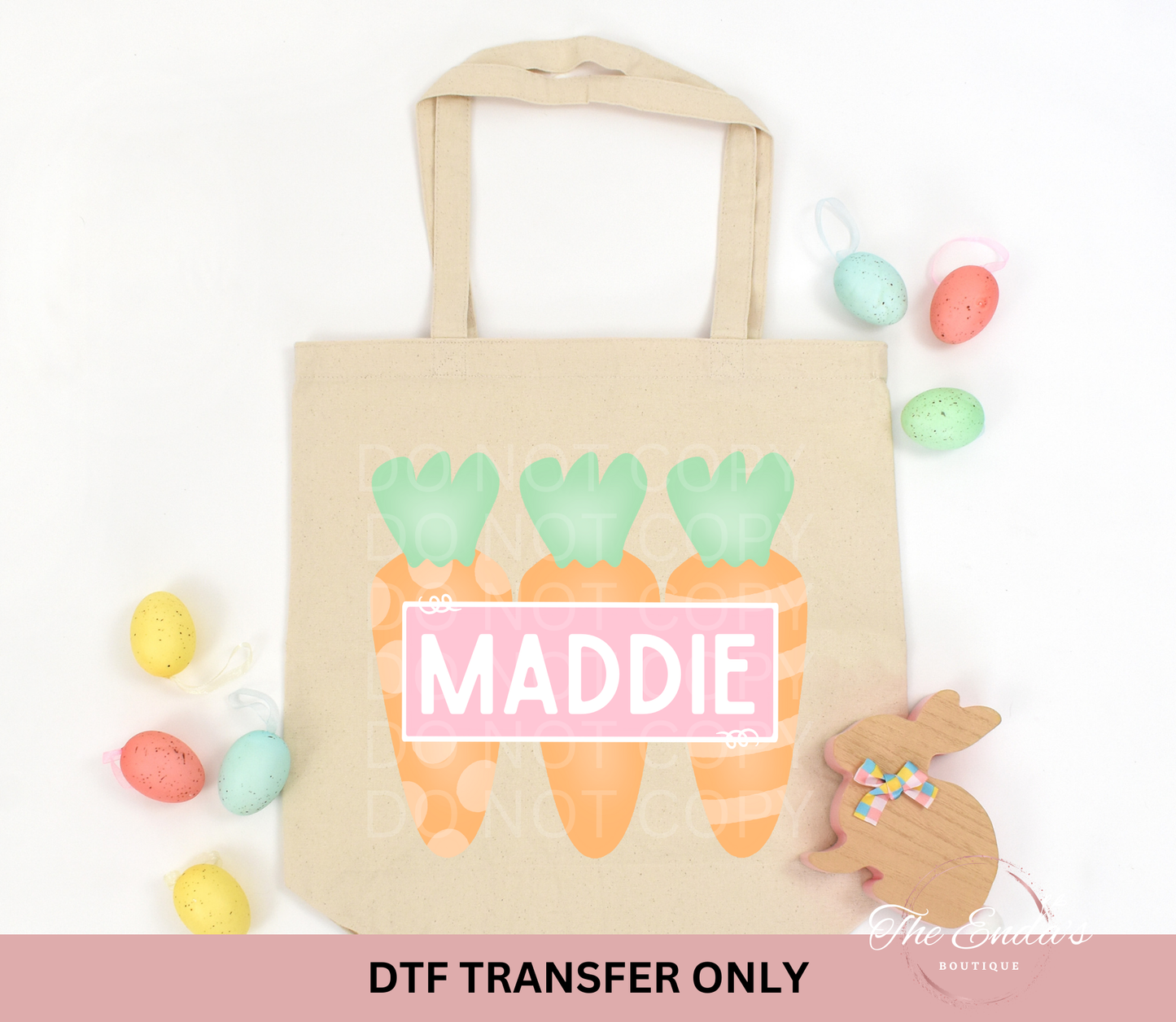 Personalized Pink Easter Carrots DTF Transfer