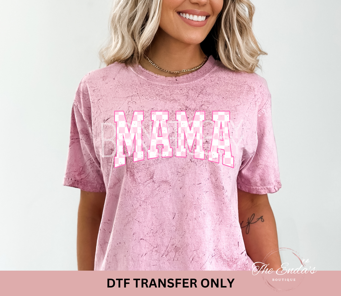 Pink Checkered Mama DTF Transfer