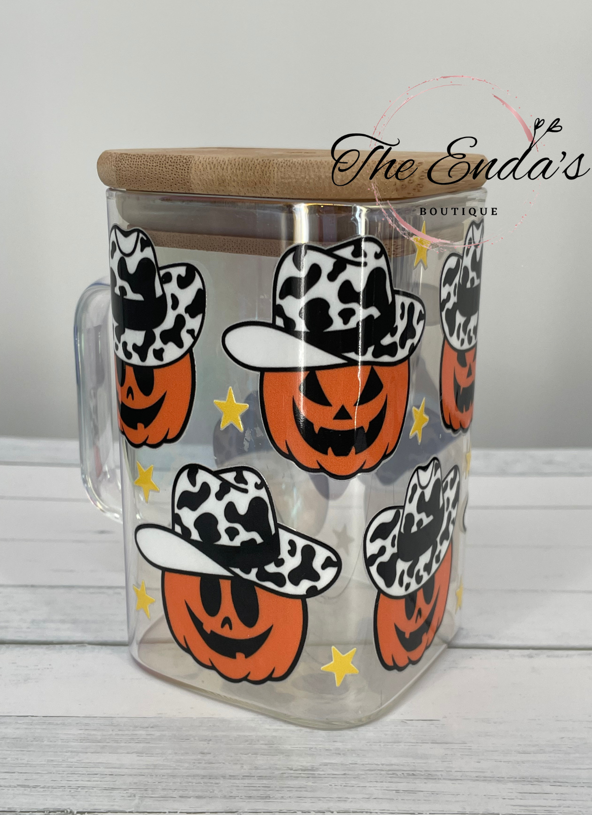 Cowboy Pumpkin Square Iridescent Cup