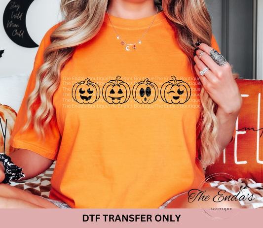 Jack-O-Lantern Faces DTF Transfer