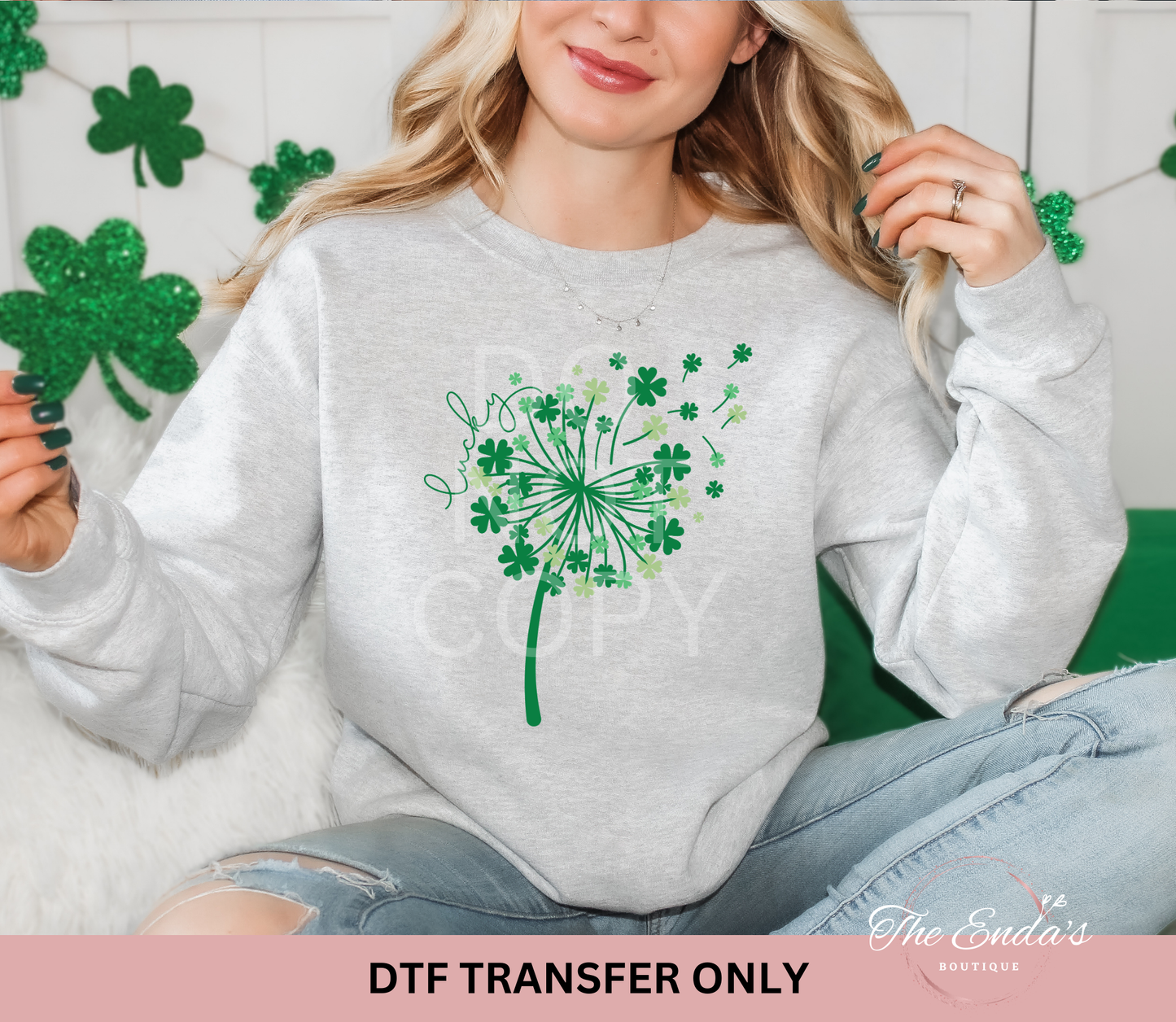 Lucky Shamrock Dandelion DTF Transfer