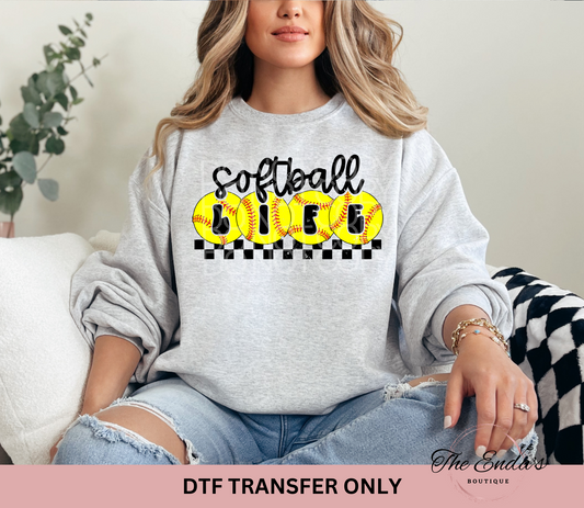 Softball Life DTF Transfer