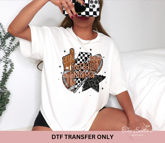 Leopard Checkered Bolt Football Mama DTF Transfer
