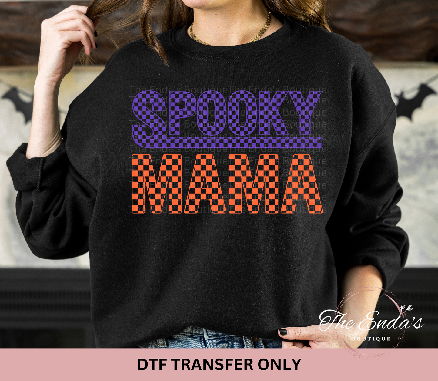 Checkered Spooky Mama DTF Transfer
