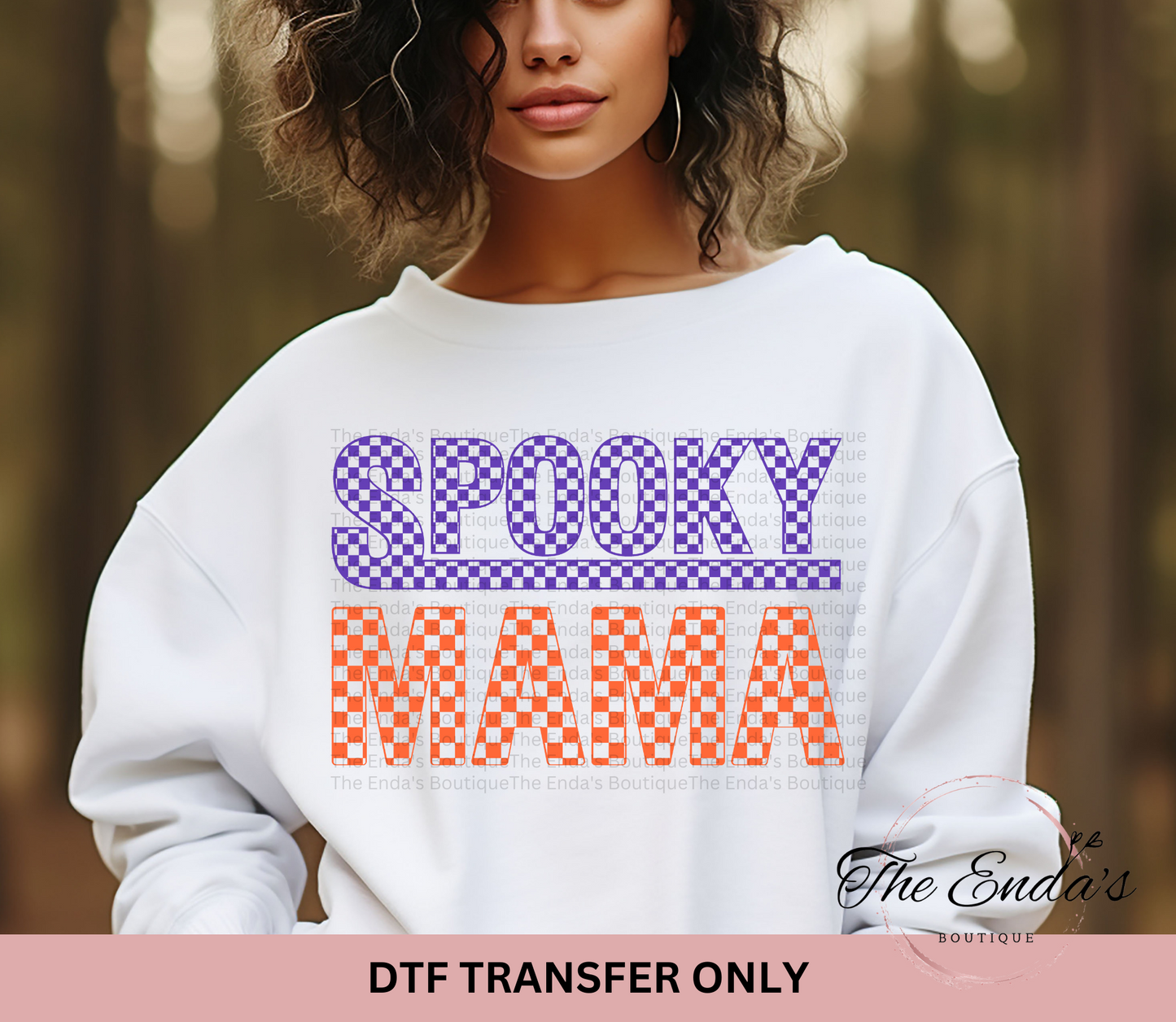 Checkered Spooky Mama DTF Transfer