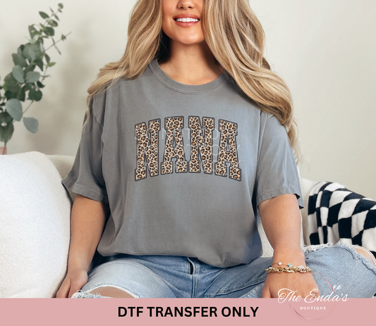 Retro Varsity Leopard Nana DTF Transfer