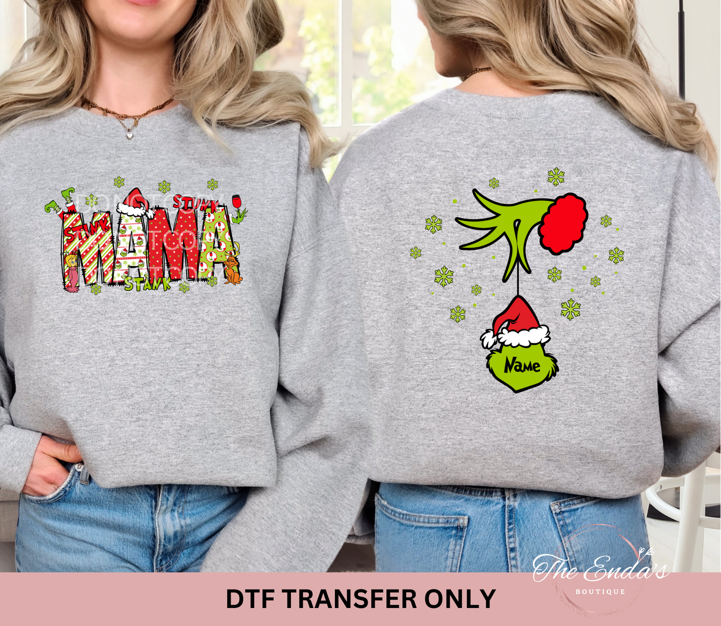 Green Man Personalized Kids Names (FRONT/BACK SET) DTF Transfer