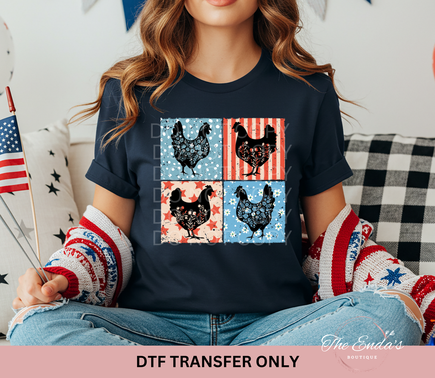 Patriotic Chickens DTF Transfer