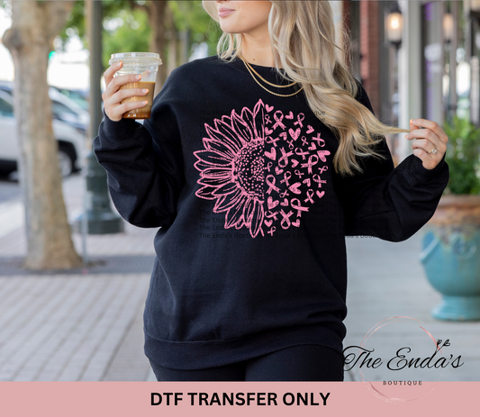 Breast Cancer Sunflower DTF Transfer