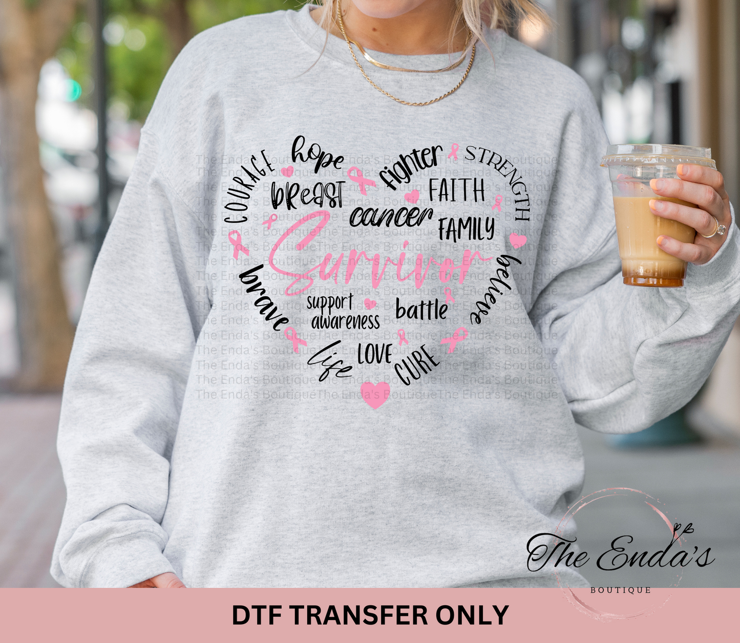 Breast Cancer Survivor Heart DTF Transfer