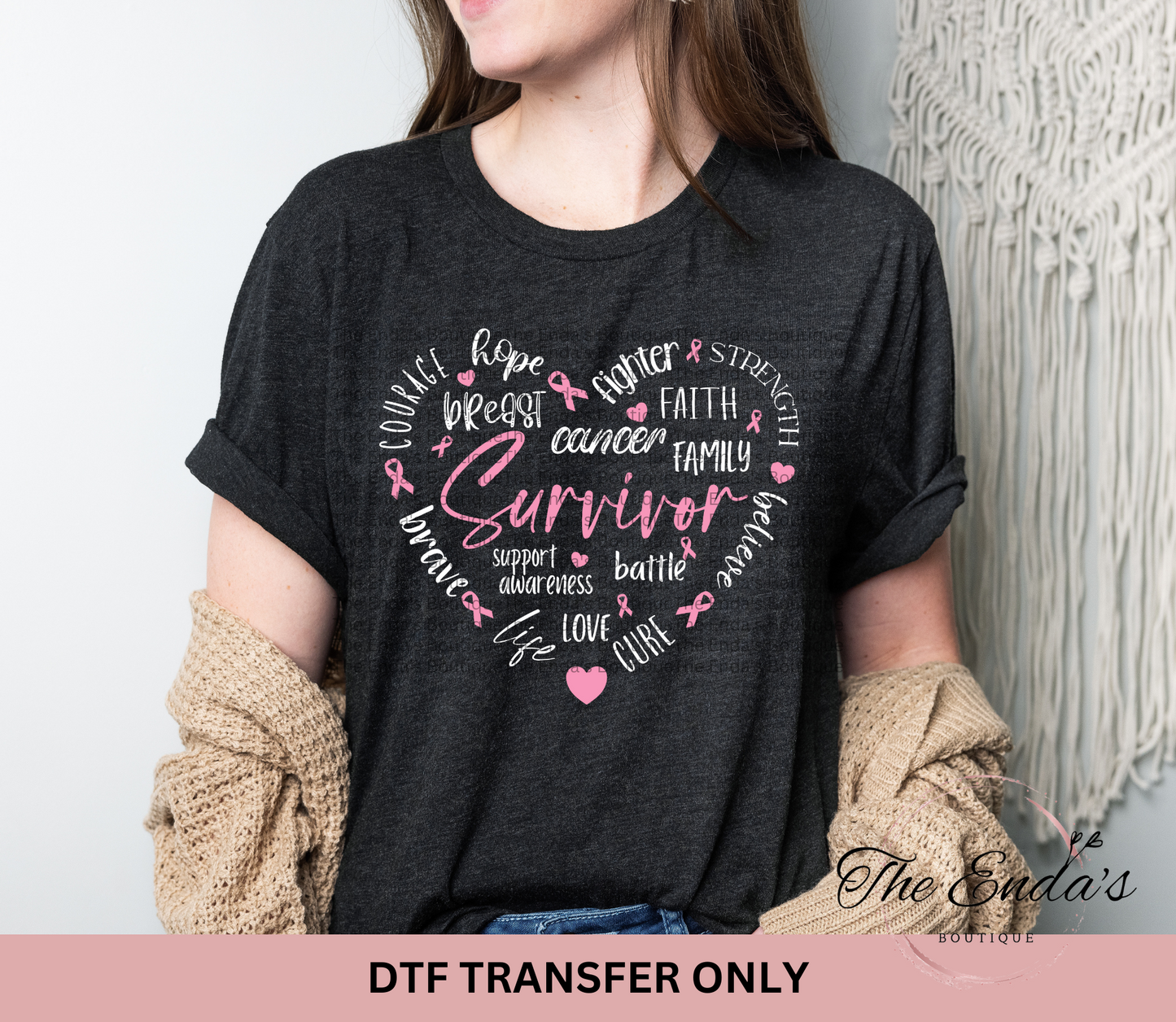 Breast Cancer Survivor Heart DTF Transfer