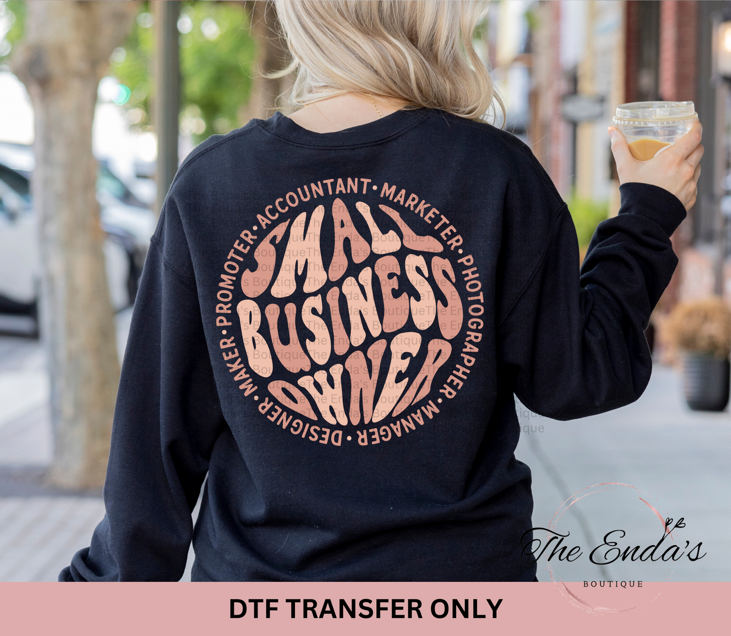 Round Small Business Owner Words **COMES IN THREE DIFFERENT COLORS** DTF Transfer