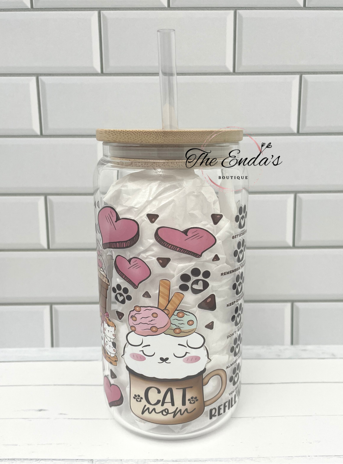 Cat Mom Glass Cup