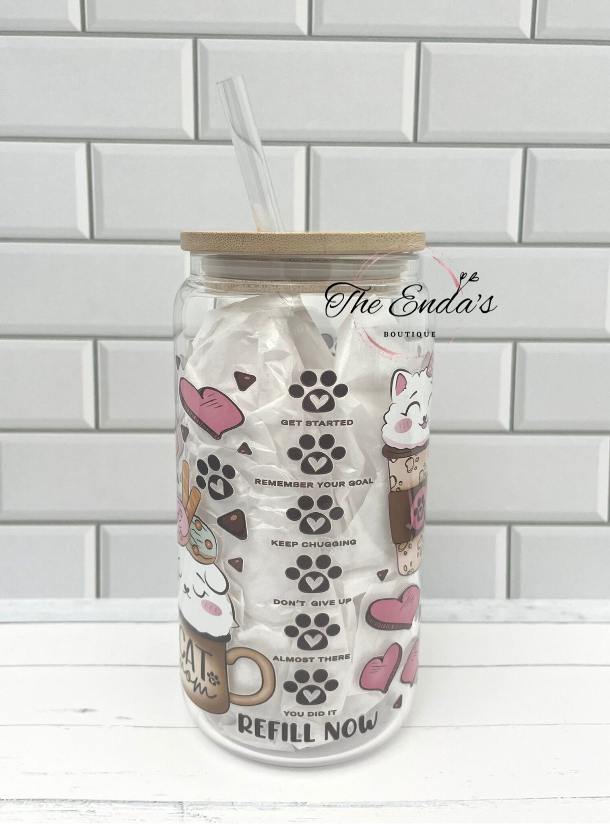 Cat Mom Glass Cup