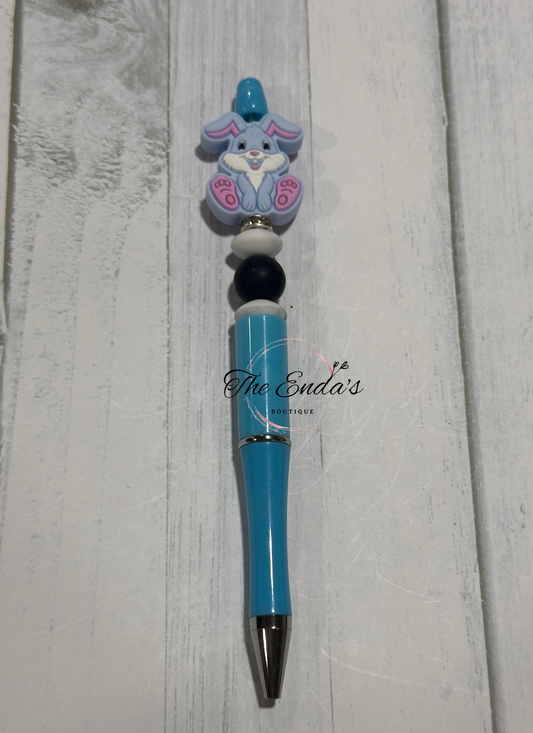 Blue Bunny Beaded Pen