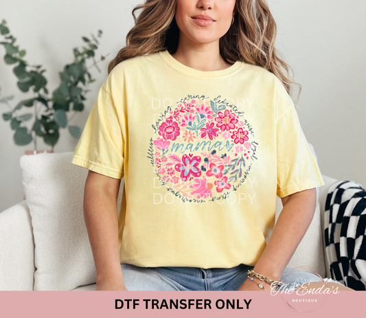 Floral Mama Adjectives DTF Transfer