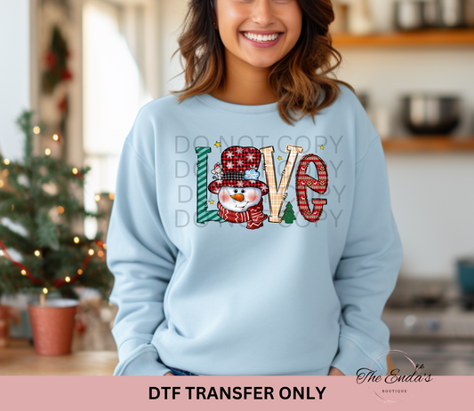Snowman Love DTF Transfer