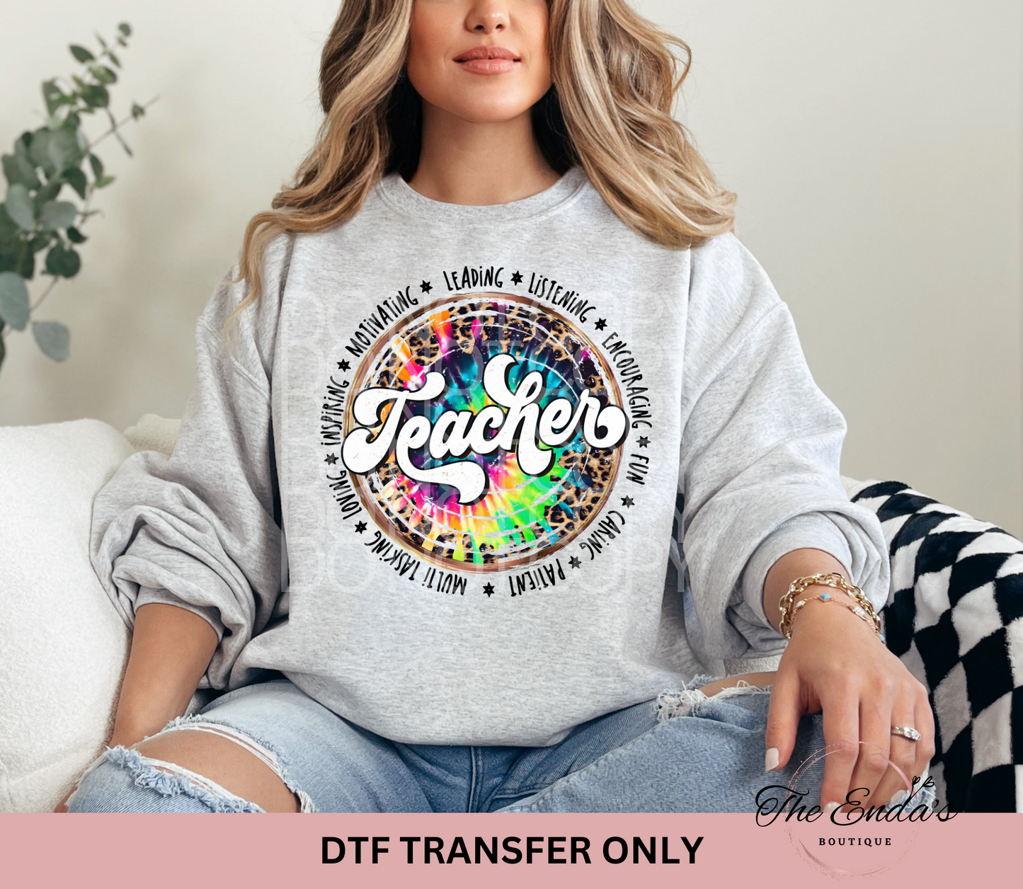 Teacher Leopard Tie Dye DTF Transfer