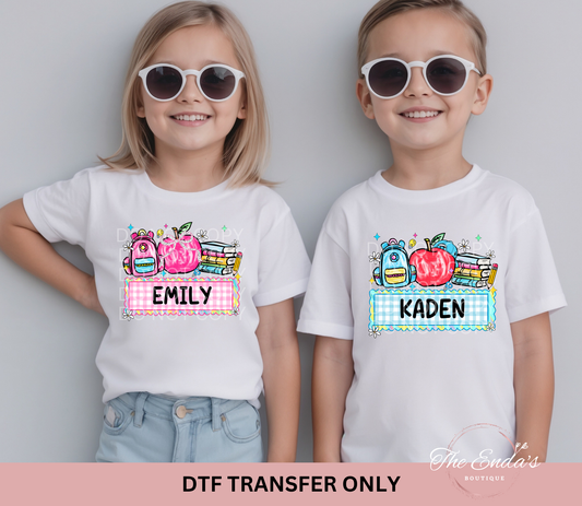 Personalized Back To School Brushstroke DTF Transfer