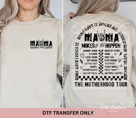 The Motherhood Tour Single Color (FRONT/BACK SET) DTF Transfer