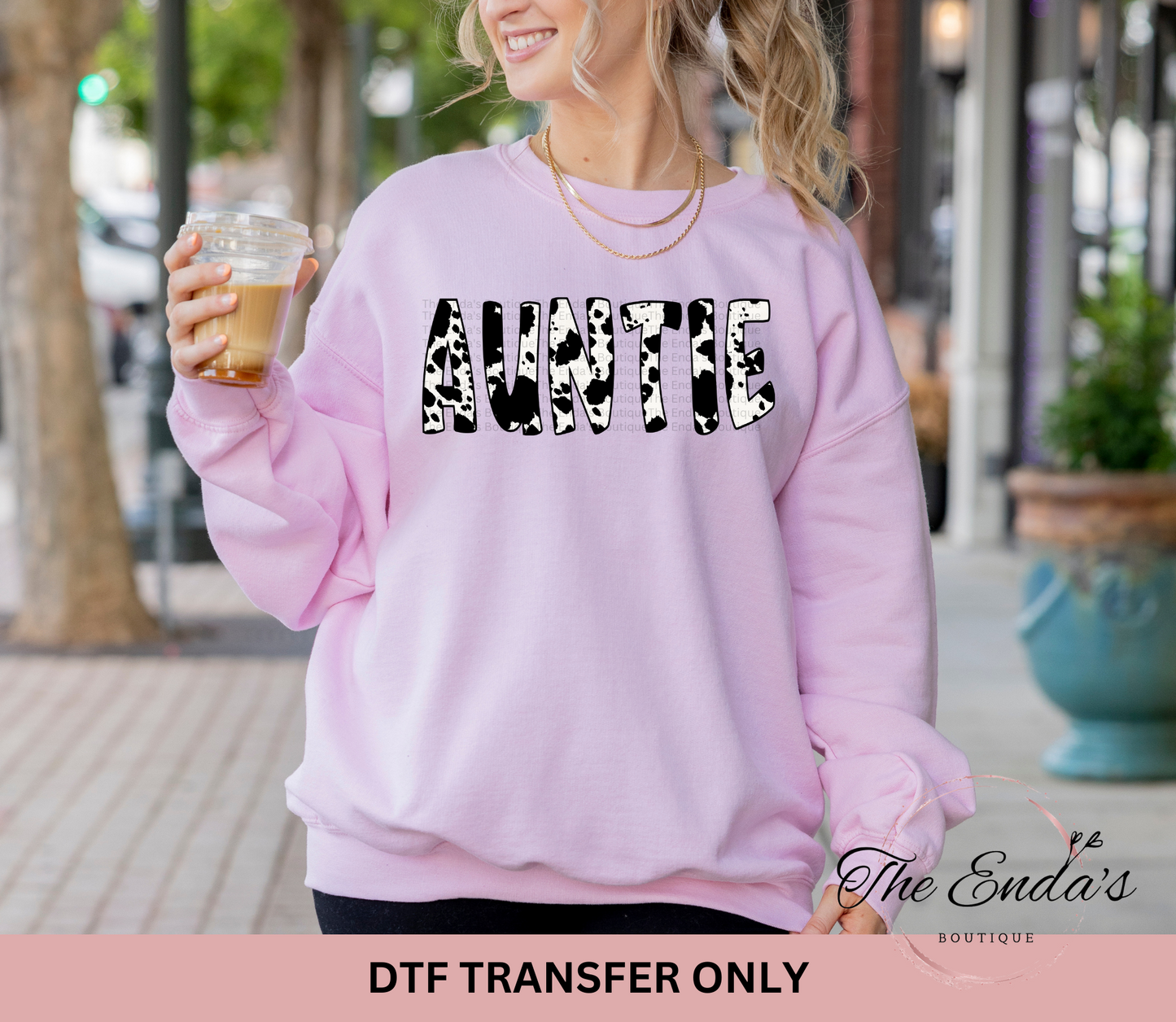 Cow Print Auntie DTF Transfer