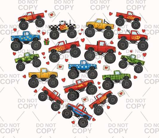 Monster Truck Heart DTF Transfer
