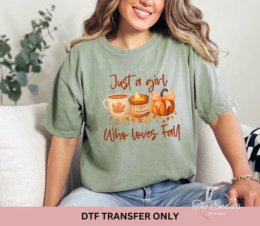 Just A Girl Who Loves Fall DTF Transfer