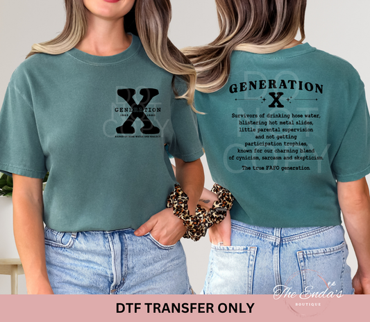 Generation X (FRONT/BACK SET) DTF Transfer