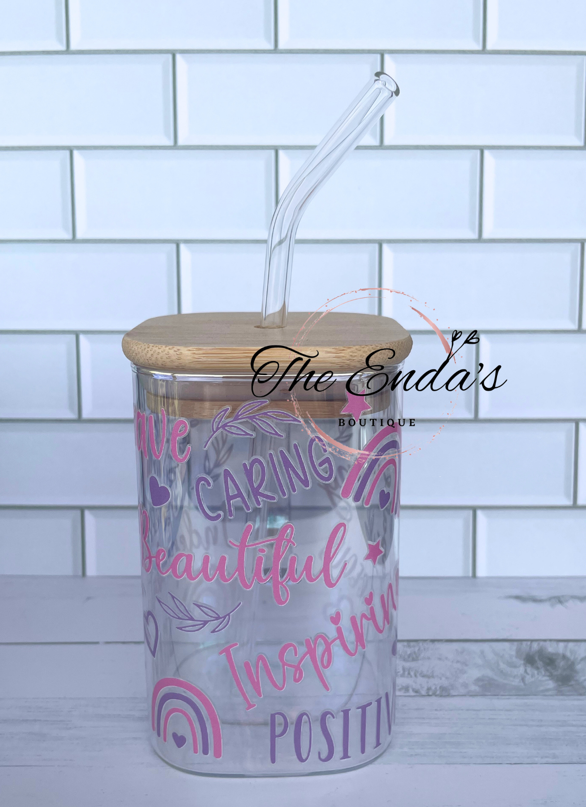 Positive Words (Pink & Purple) Square Iridescent Cup