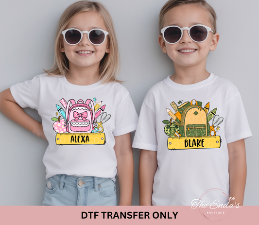 Personalized Backpack DTF Transfer