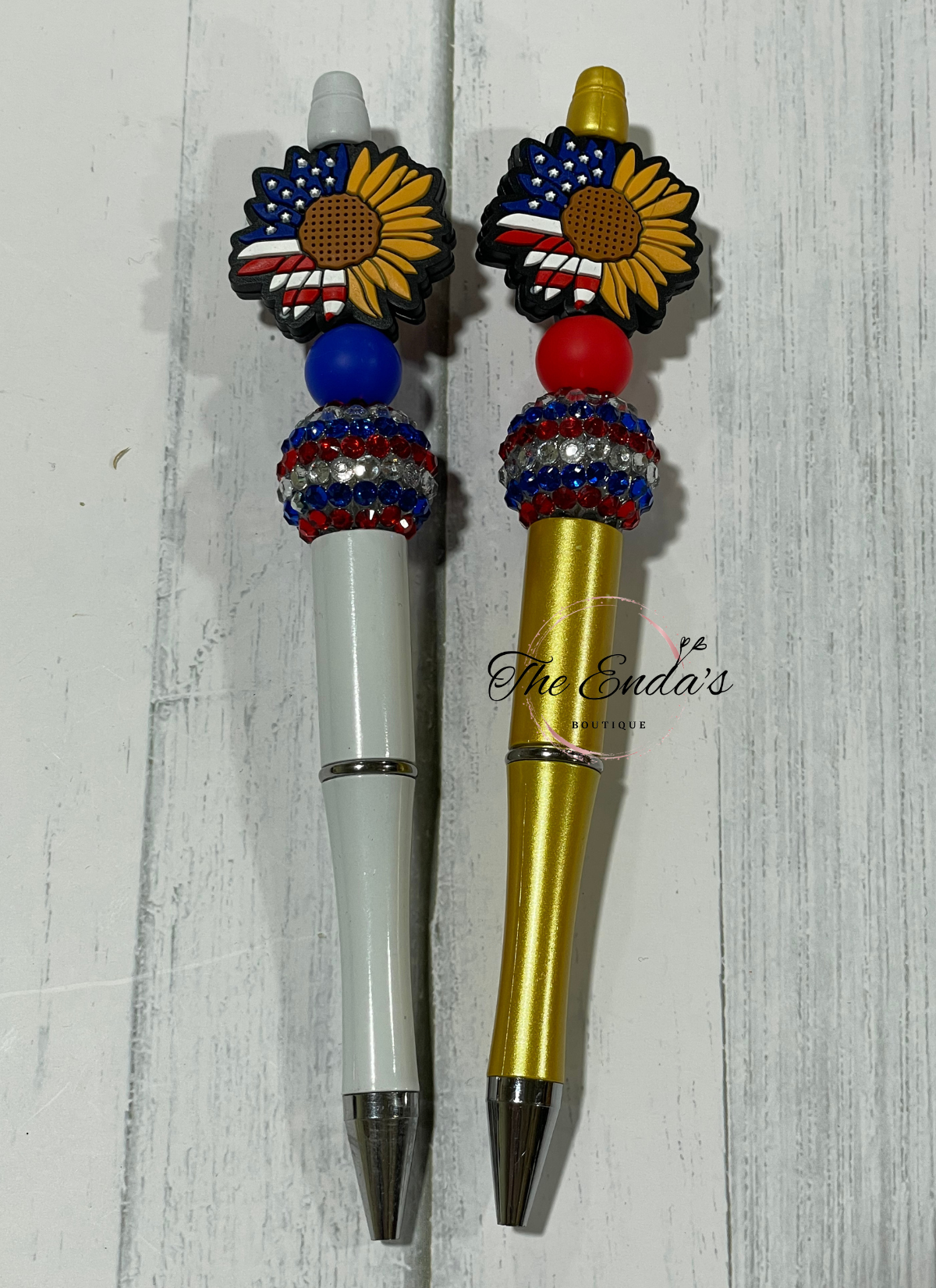 Patriotic Sunflower Beaded Pen