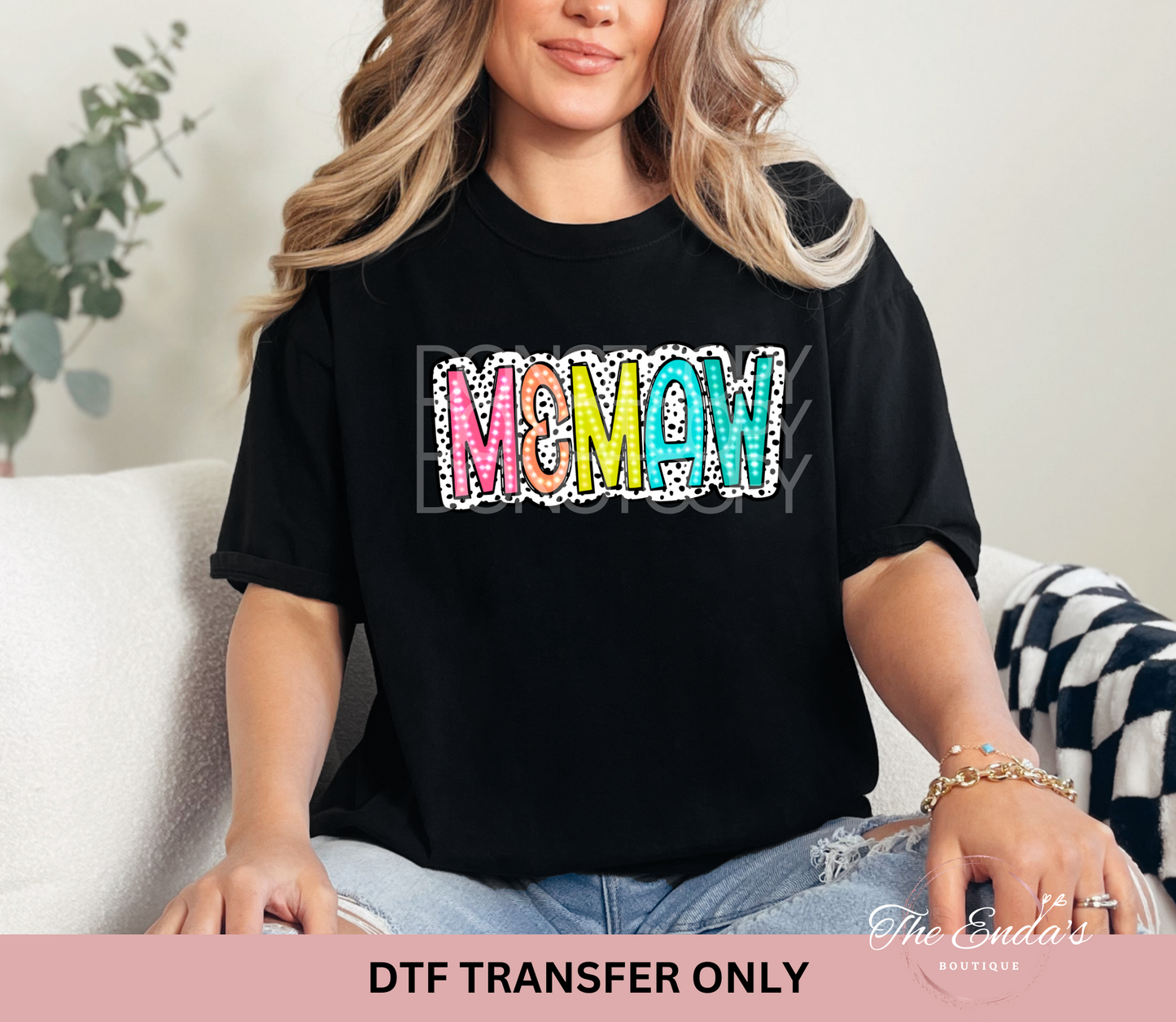 Memaw Dalmatian Dots DTF Transfer