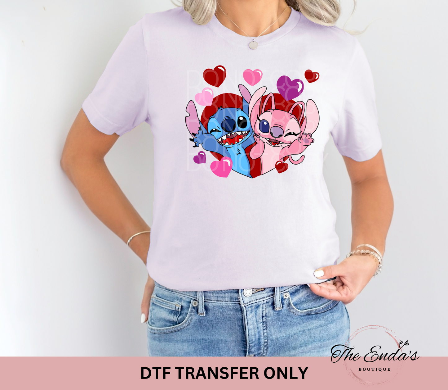 Stitch Valentine Hearts DTF Transfer