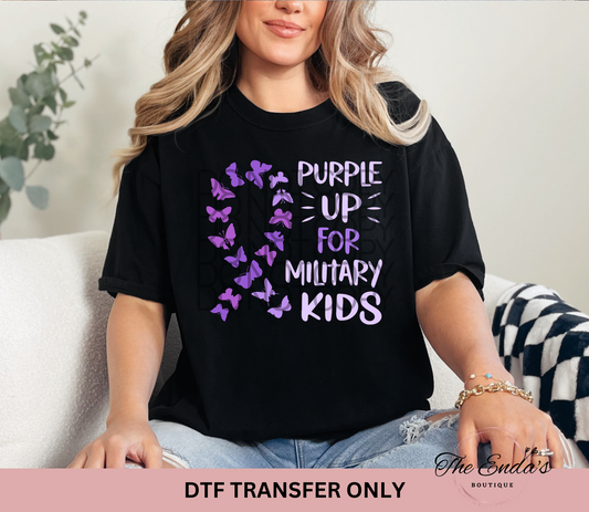 Purple Up For Military Kids Butterfly Ribbon DTF Transfer