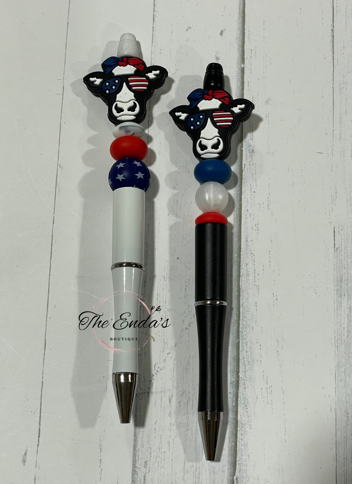 Patriotic Cow Beaded Pen