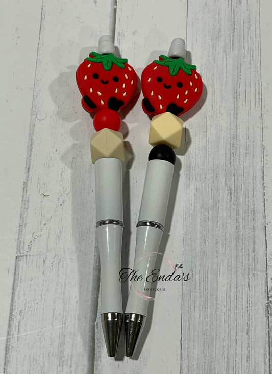 Red Strawberry Beaded Pen