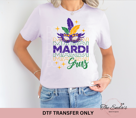 Mardi Gras- Mask DTF Transfer