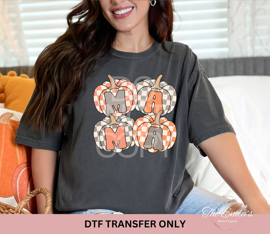 Mama Checkered Pumpkins DTF Transfer