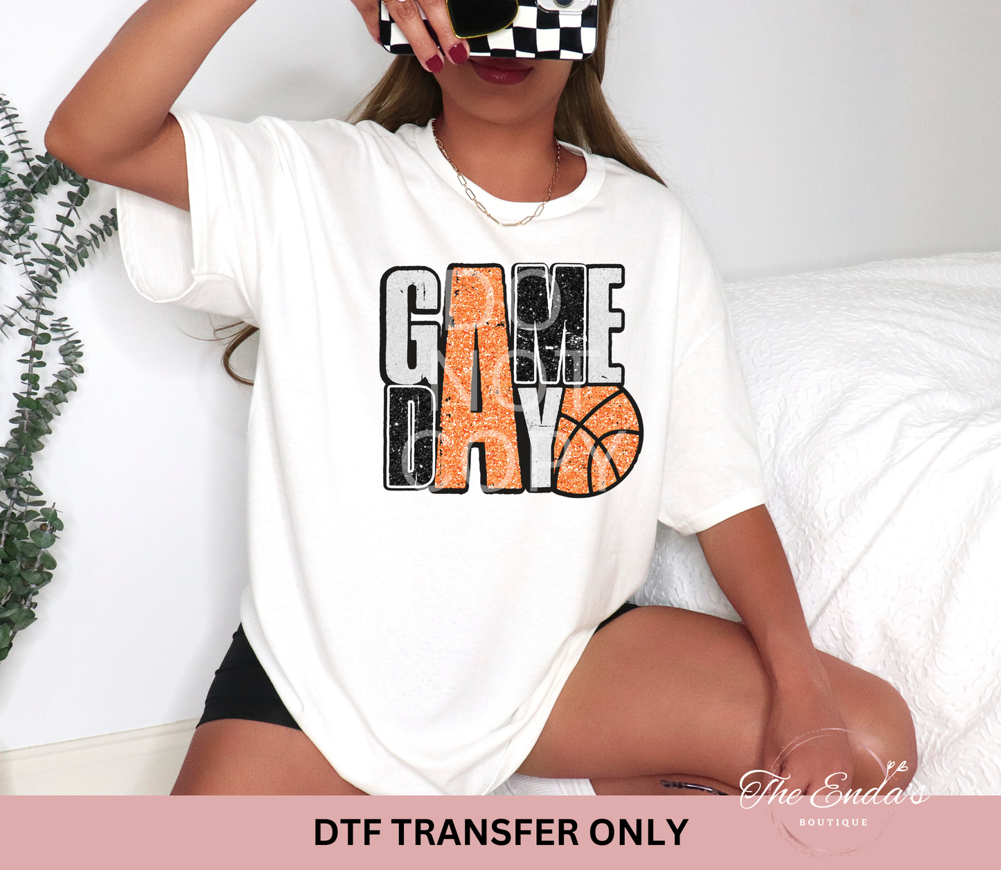 Game Day Basketball Faux Sequin DTF Transfer