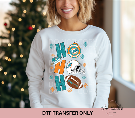 Ho Ho Ho Miami Dolphins DTF Transfer