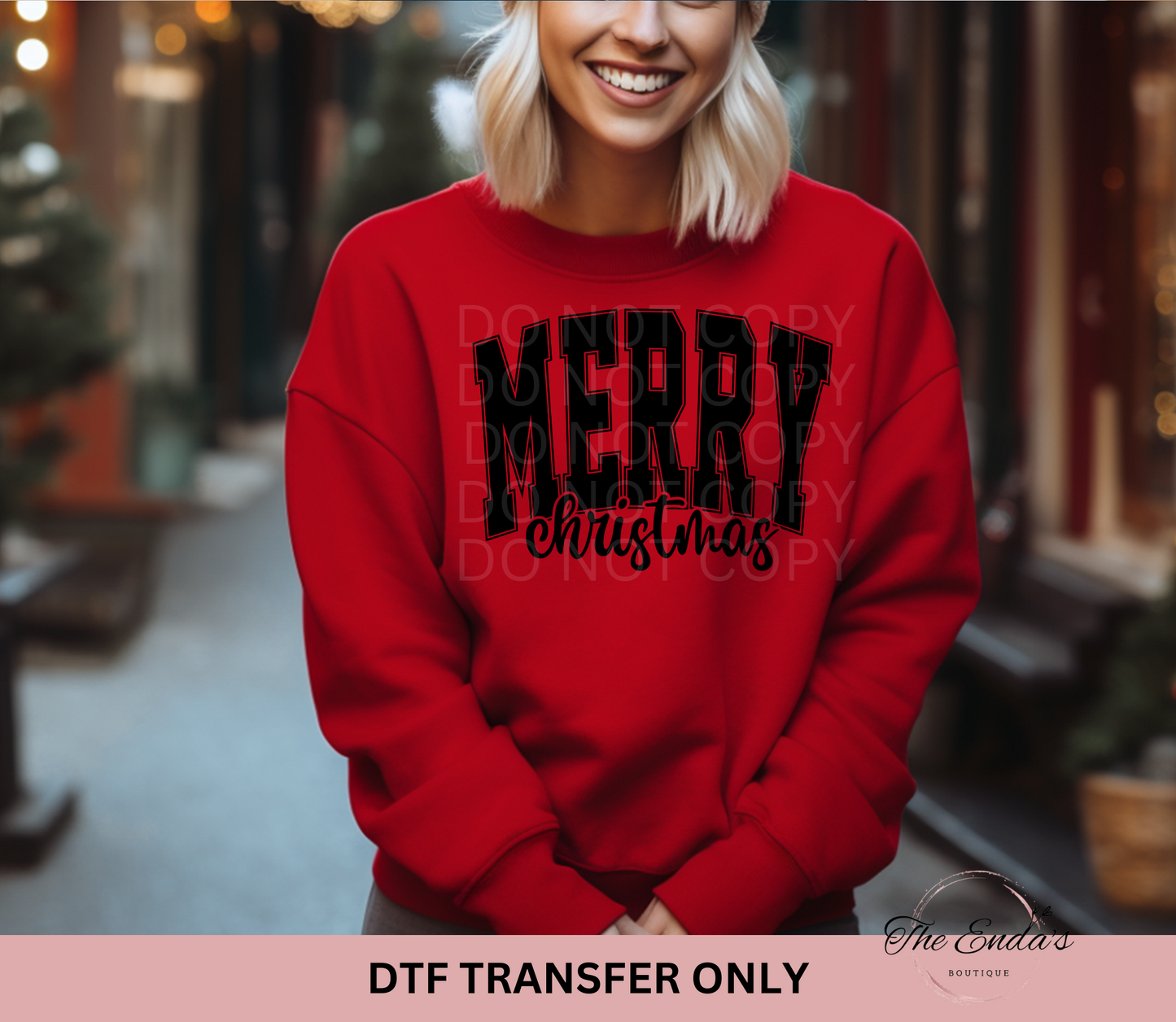 Merry Christmas DTF Transfer **AVAILABLE IN BLACK AND WHITE**