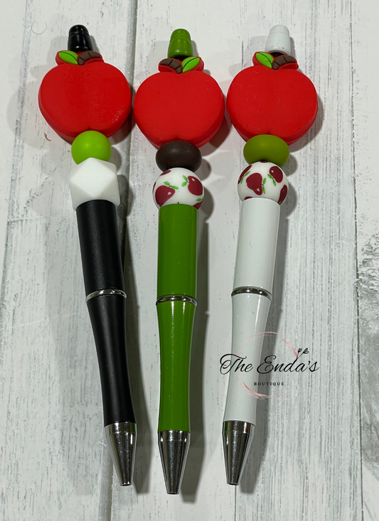 Red Apple Beaded Pen