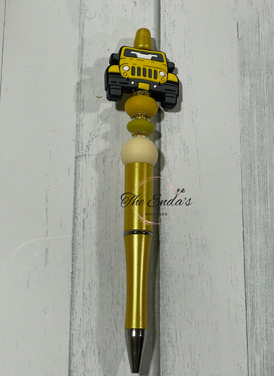 Yellow Jeep Beaded Pen