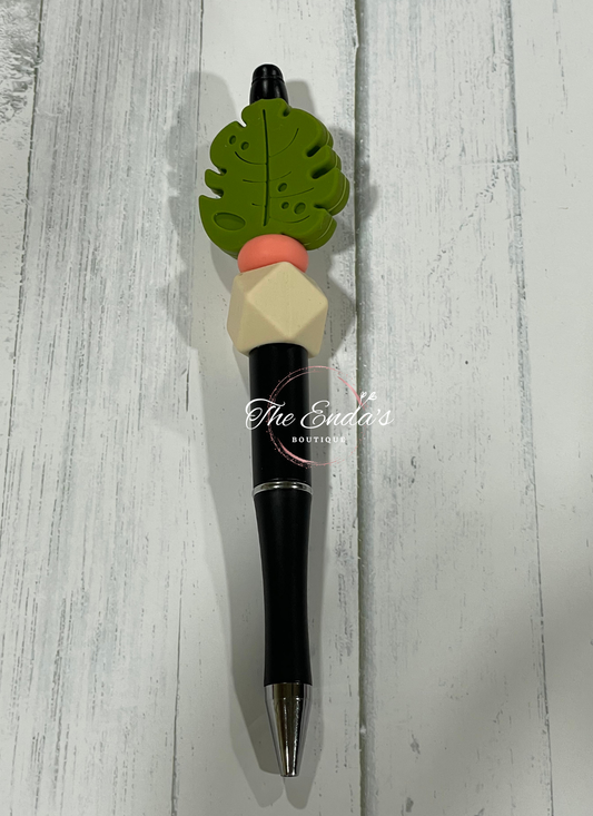 Monstera Leaf Beaded Pen