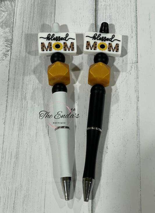 Blessed Mom Sunflower Beaded Pen