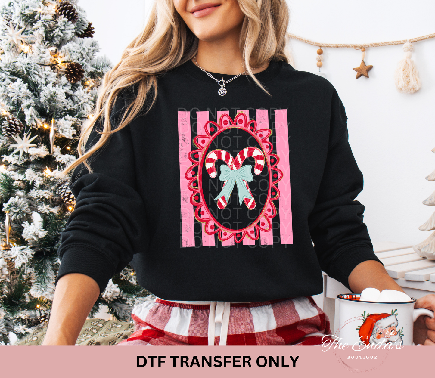 Vintage Candy Cane Coquette DTF Transfer
