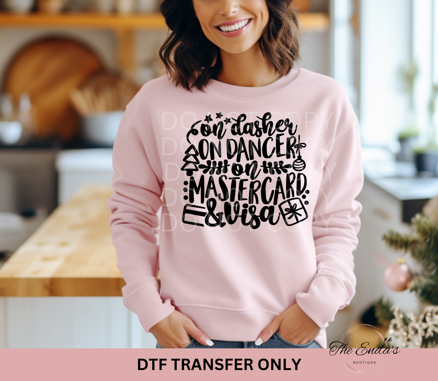 On Dasher On Dancer On Mastercard & Visa DTF Transfer