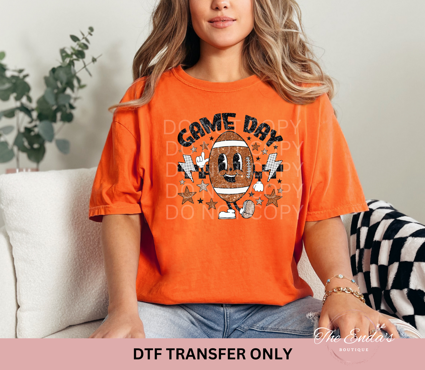 Dancing Football Game Day Faux Glitter DTF Transfer