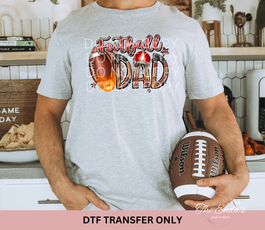 Flame Football Football Dad DTF Transfer
